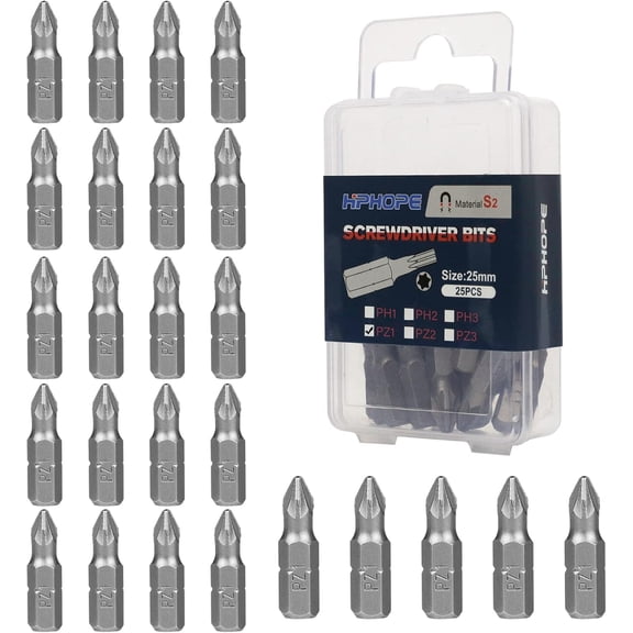 FRKSMD-PZ1 Screwdriver Bit Set, Pozi Bits PZ1 1/4" Hexagon Bit (Length: 1", 25 Pack)