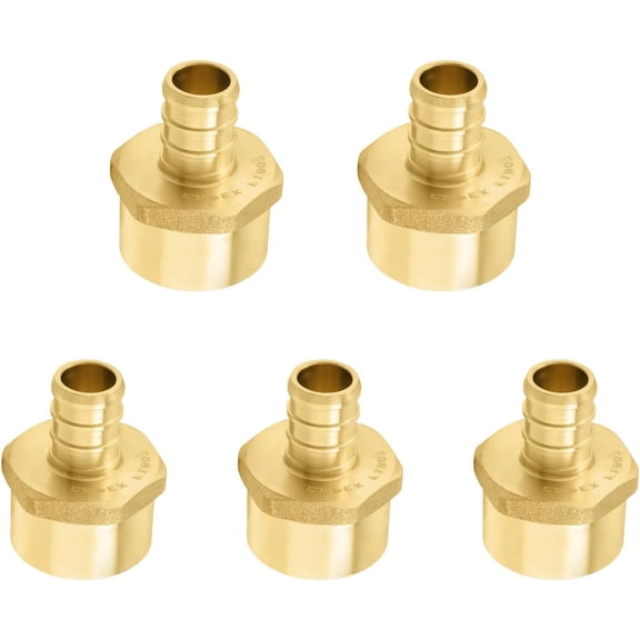 FRKSMD-Pack Of 5 Brass PEX Fittings, 1/2" PEX to 1/2" NPT Female Adapter, Barb Crimp Fittings for Potable Application