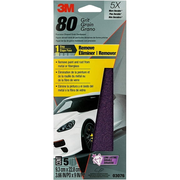FRKSMD-Performance Sandpaper, 03076, 80 Grit, 3 2/3 in X 9 in, 5 Sheets Per Pack