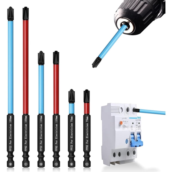 FRKSMD-Phillips Pozidriv Slotted Bits for Electricians 6PCS Cross and Slotted Screwdriver Bits for Electricians, FPZ2 FPH2#2 Phillips Pozidriv Bit, Magnetic S2 Steel Electrician Screwdriver Bits