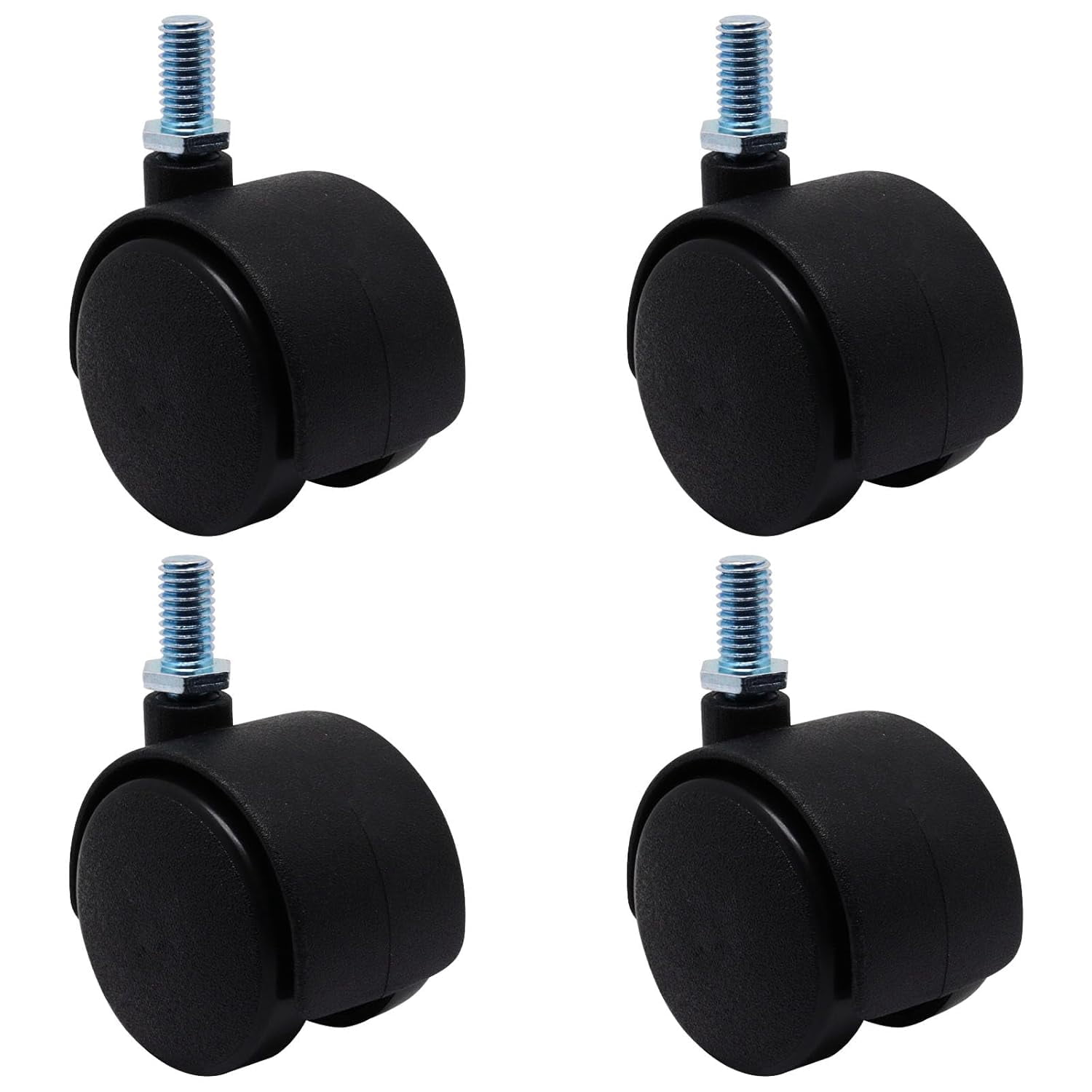 FRKSMD-Plastic Caster Wheels 1.5 Inch, M8 Threaded Swivel Casters Set of 4, Black Nylon Replacement Casters Wheels for Furniture Table Cabinet Office Chair