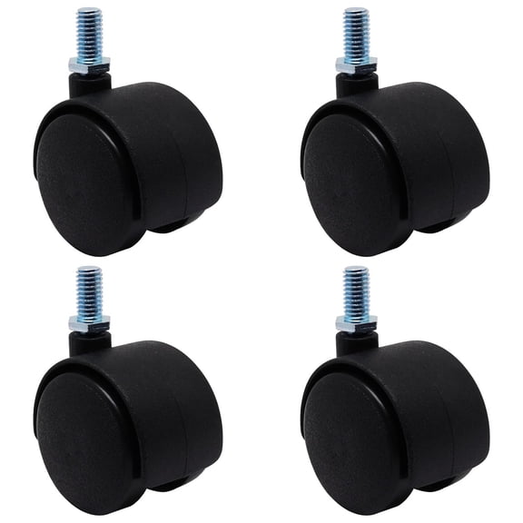 FRKSMD-Plastic Caster Wheels 1.5 Inch, M8 Threaded Swivel Casters Set of 4, Black Nylon Replacement Casters Wheels for Furniture Table Cabinet Office Chair