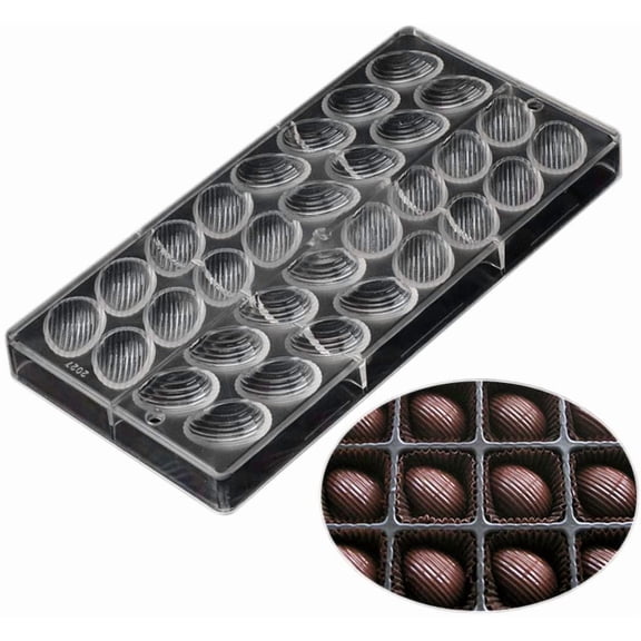 FRKSMD-Polycarbonate Chocolate Mold DIY Candy Mould Clear Hard Plastic Bakeware Pastry Tools 3D egg thread surface (S2-19291)
