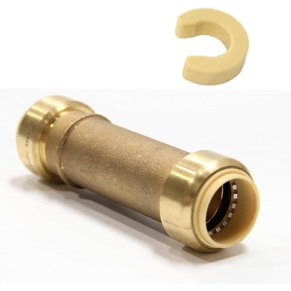 FRKSMD-Push Fit Slip/Repair 1/2 Inch Coupling with a Disconnect Clip, Brass 1/2"-1 Piece,(PF104)