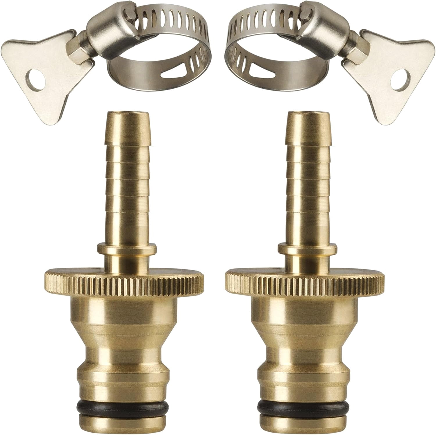 FRKSMD-Quick Connect Garden Hose Repair Kit Barbs with Integrated Male Quick Connector and Included Hose Clamps