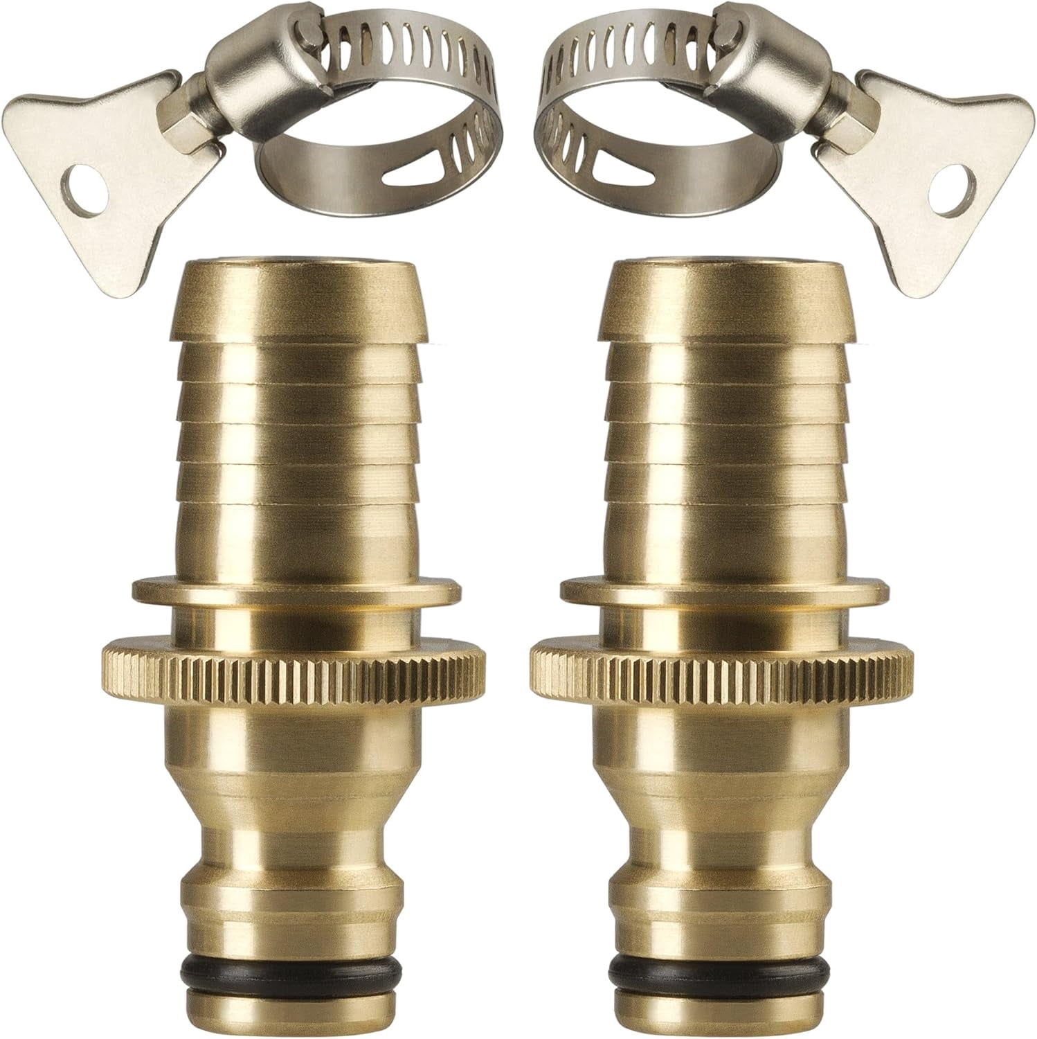 FRKSMD-Quick Connect Garden Hose Repair Kit Barbs with Integrated Male Quick Connector and Included Hose Clamps