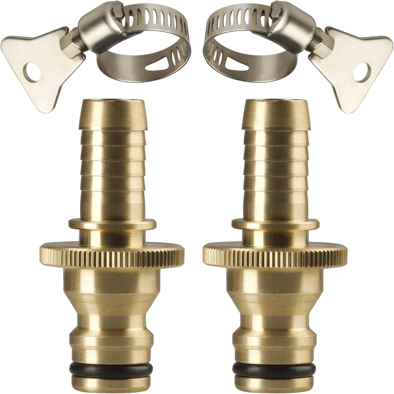 FRKSMD-Quick Connect Garden Hose Repair Kit Barbs with Integrated Male Quick Connector and Included Hose Clamps