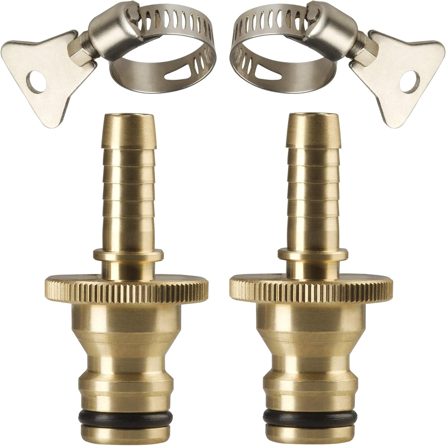 FRKSMD-Quick Connect Garden Hose Repair Kit Barbs with Integrated Male Quick Connector and Included Hose Clamps