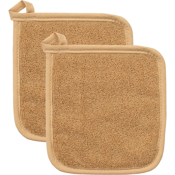 FRKSMD-RITZ Terry Potholder & Hot Pad: Unparalleled Heat Resistant, Durable 100% Cotton  Ergonomically Designed for Optimal Grip  Easy-Care Machine Washable  2-Pack, Straw