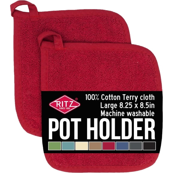 FRKSMD-RITZ Terry Potholder & Hot Pad: Unparalleled Heat Resistant, Durable 100% Cotton  Ergonomically Designed for Optimal Grip  Easy-Care Machine Washable  2-Pack, Paprika