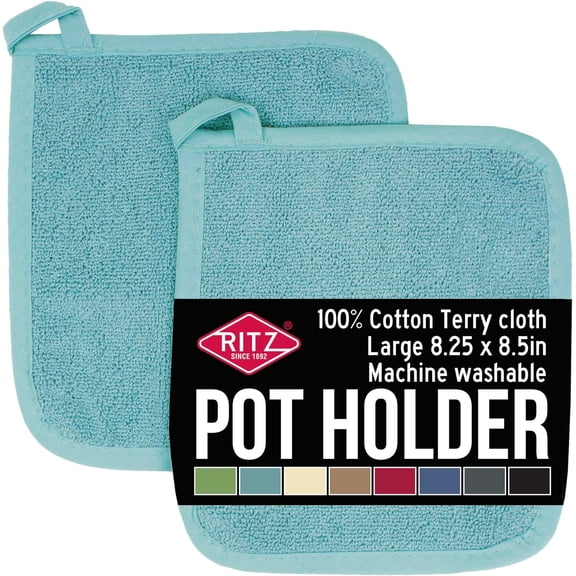 FRKSMD-RITZ Terry Potholder & Hot Pad: Unparalleled Heat Resistant, Durable 100% Cotton  Ergonomically Designed for Optimal Grip  Easy-Care Machine Washable  2-Pack, Dew