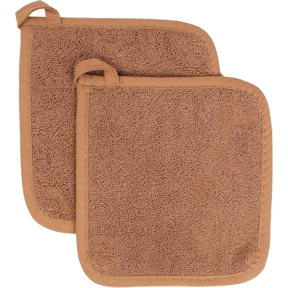 FRKSMD-RITZ Terry Potholder & Hot Pad: Unparalleled Heat Resistant, Durable 100% Cotton  Ergonomically Designed for Optimal Grip  Easy-Care Machine Washable  2-Pack, Copper