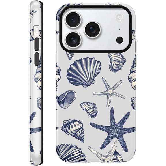 FRKSMD-Seashell for iPhone 17 Pro Case 6.3",Cute Blue Seashell Summer Phone Cases for Girl Women Boy Men TPU Scratch Resistant Shockproof Cover Case,Fancy Shells