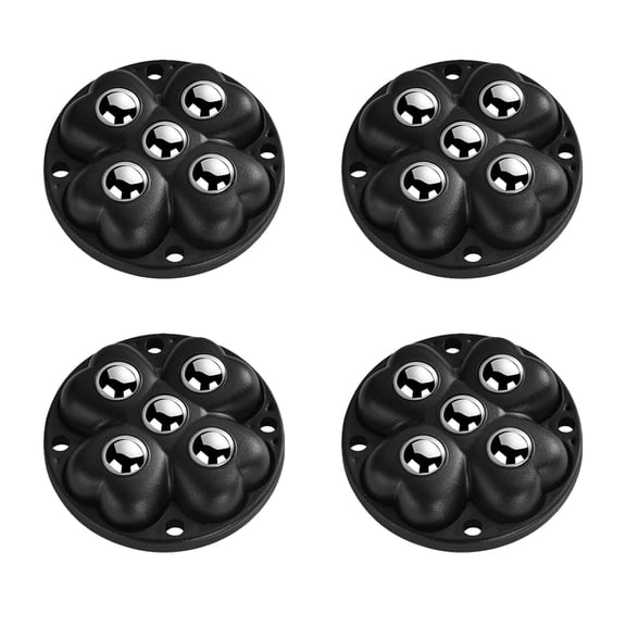FRKSMD-Self Adhesive Caster Wheels, 360 Swivel Stainless Steel Rollers,Low Profile Rollers for Kitchen Appliances (Coffee Maker, Blender), Furniture, Storage Bins, Trash Can (Black-4 pcs)