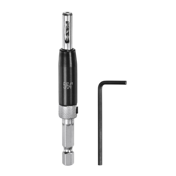 FRKSMD-Self Centering Drill Bit Set 5/64", 1/4" Hex Shank Drilling Bits for Wood Working, Cabinet Door Hinge Hole Punch Tool Self Center with Hex Keys L-Shaped, Black