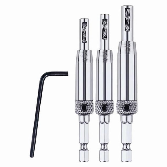 FRKSMD-Self Centering Drill Bit Set, 5/64" 7/64" 9/64" Hinge Dowel Drill Bits with 1/4" Hex Shank, Self-Centring Bits for Smooth Drilling & Chip Removal, Boring Centering Tool Kit for Wood, Cabinets,
