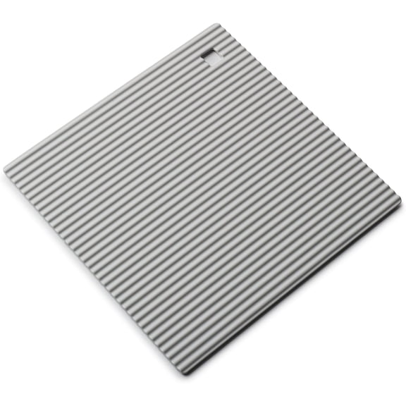 FRKSMD-Silicone Trivet Mat Kitchen Worktop Protector for Hot Pots and Pans (18 x 18cm)  Heat Resistant Mat, Non Slip Square Trivet, French Grey
