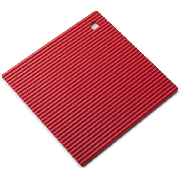 FRKSMD-Silicone Trivet Mat Kitchen Worktop Protector for Hot Pots and Pans (18 x 18cm)  Heat Resistant Mat, Non Slip Square Trivet, Red