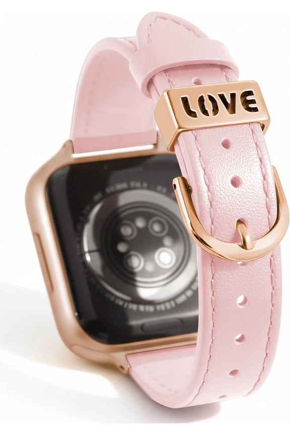-Slim Leather Band Compatible with Apple Watch Bands Women 38mm 40mm 41mm 42mm(S11/10) 44mm 45mm 46mm 49mm Genuine Leather Strap with Metal Loop for iWatch Series 11/10/9/8/7/6/5/4/3/2/1 SE