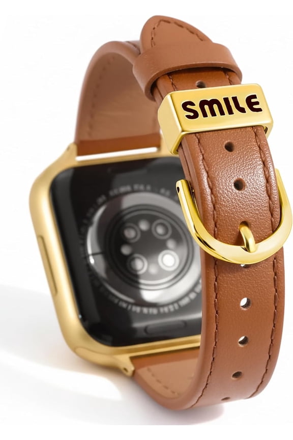 -Slim Leather Band Compatible with Apple Watch Bands Women 38mm 40mm 41mm 42mm(S11/10) 44mm 45mm 46mm 49mm Genuine Leather Strap with Metal Loop for iWatch Series 11/10/9/8/7/6/5/4/3/2/1 SE