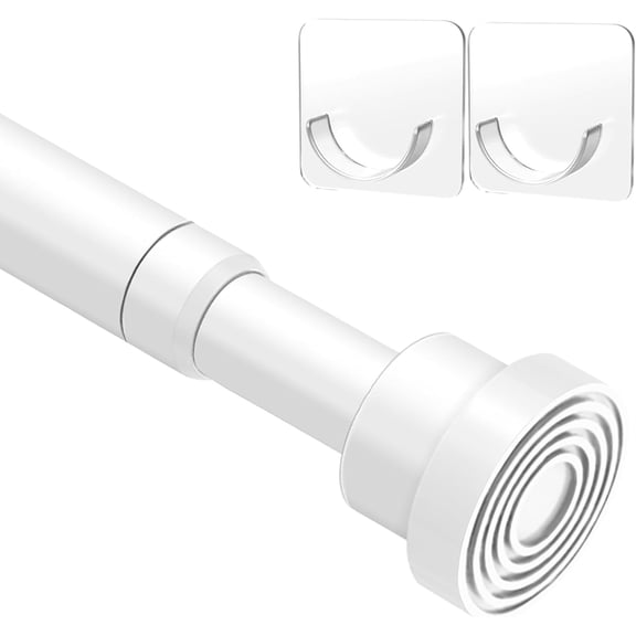 FRKSMD-Spring Curtain Rod 33 to 56 Inch Adjustable White Curtain Rod No Drilling Non-Slip Expandable Tension Rod for Window, Doorway, Closet, Door, Wardrobe