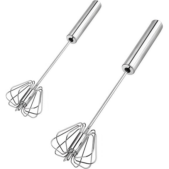 FRKSMD-Stainless Steel Egg Whisk, Hand Push Rotary Whisk Blender, whisks for cooking, Hand Push Mixer Stirrer for Blending, Whisking, Beating & Stirring (10+12in)