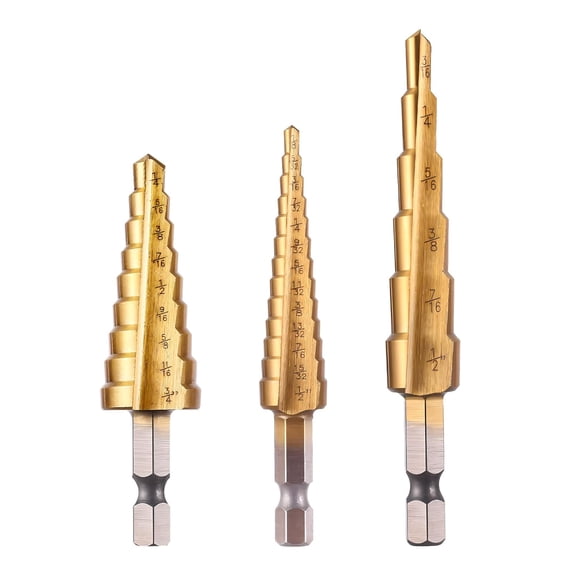 FRKSMD-Step Drill Bits, 3PCS (28 Sizes) HSS Step Unibit Drill Bit Set with Automatic Center Punch, Double Cutting Blades, High-Speed Steel, Multiple Hole Stepped Up Bits for DIY Lovers with Case