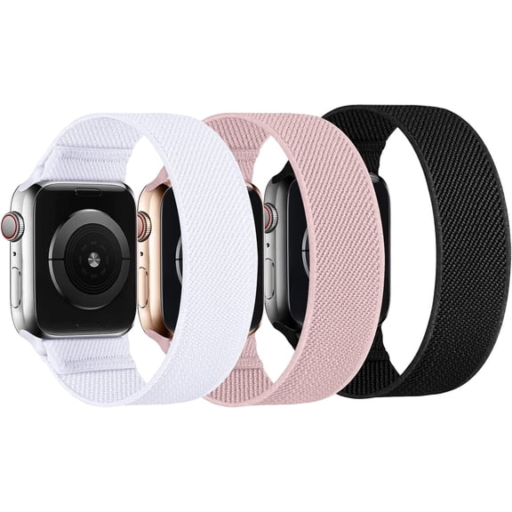 FRKSMD-Stretchy Nylon Solo Loop Bands Compatible with Apple Watch 38mm 40mm 41mm 42mm 44mm 45mm 46mm 49mm Ultra 2 iWatch Series 11 10 9 8 7 SE 6 5 4 3 2 1 Strap,Sport Elastic Braided Women Men