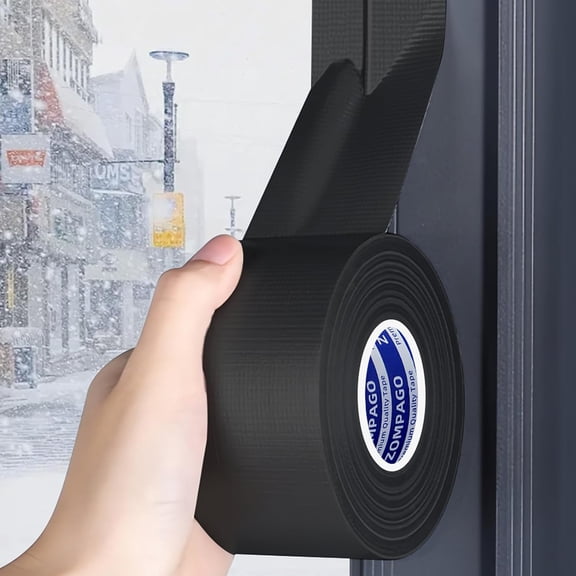 FRKSMD-Strong Adhesive Cloth Weather Stripping Tape for Sliding Windows and Door Frames - Seal Strip for Soundproofing,Dustproof, Waterproof,and Windproof-Durable and Wear Resistant,2.4inx33FT,Black