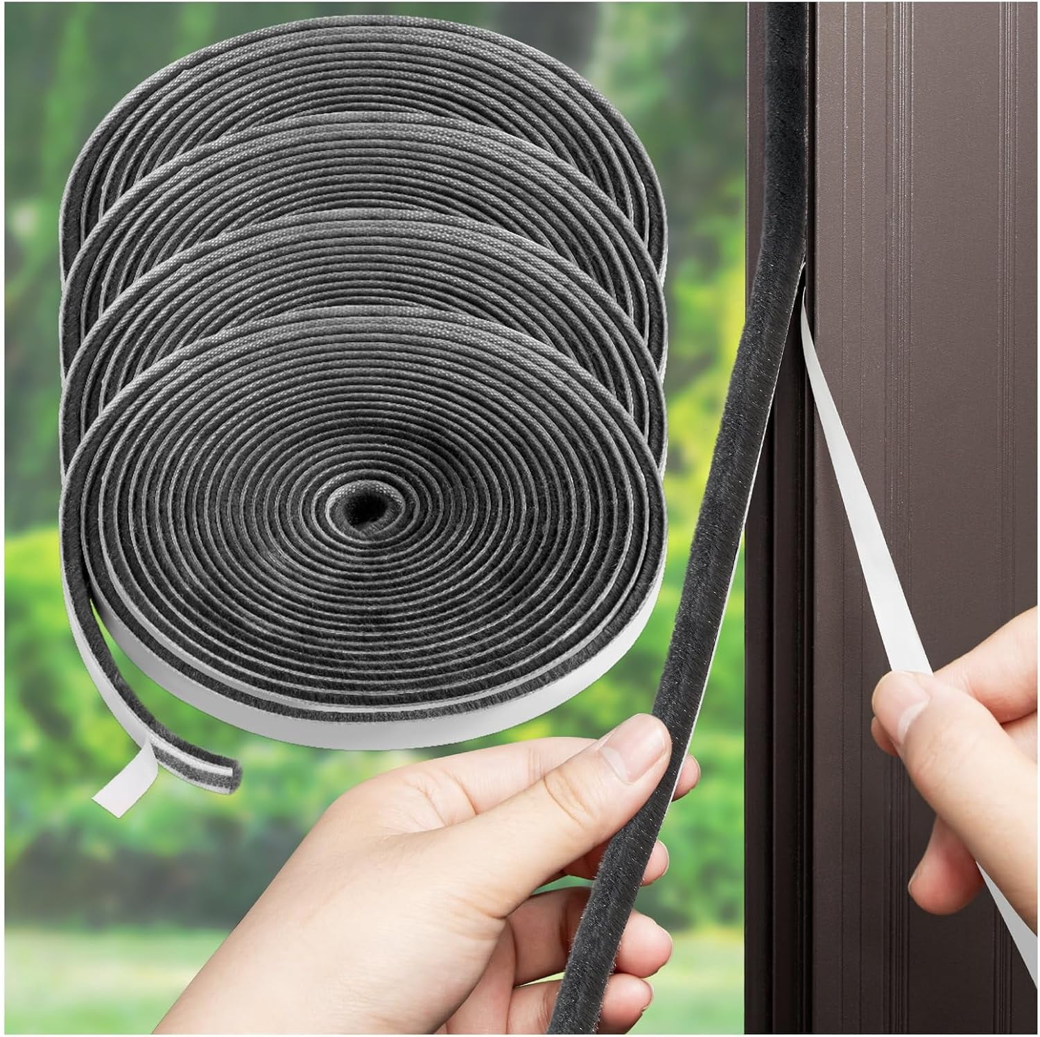 FRKSMD-Strong Adhesive Weather Stripping Door Seal, 66FT Self-Adhesive Door Draft Stopper for Bottom of Door, Soundproof Window Seal Tape for Sliding Glass Door, 0.4'' Wide x 0.2'' Thick