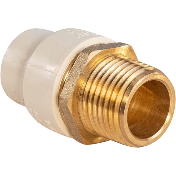 FRKSMD-Supply Giant CSDQN034 Male x PVC Adapter Transition Pipe Fitting Durable Over Molded One-Piece Design 1/2 in. Lead-Free Brass