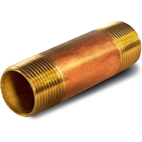FRKSMD-Supply Giant NPBR3435 3-1/2" Long Brass Nipple Pipe Fitting with 3/4" Nominal Diameter and NPT Ends