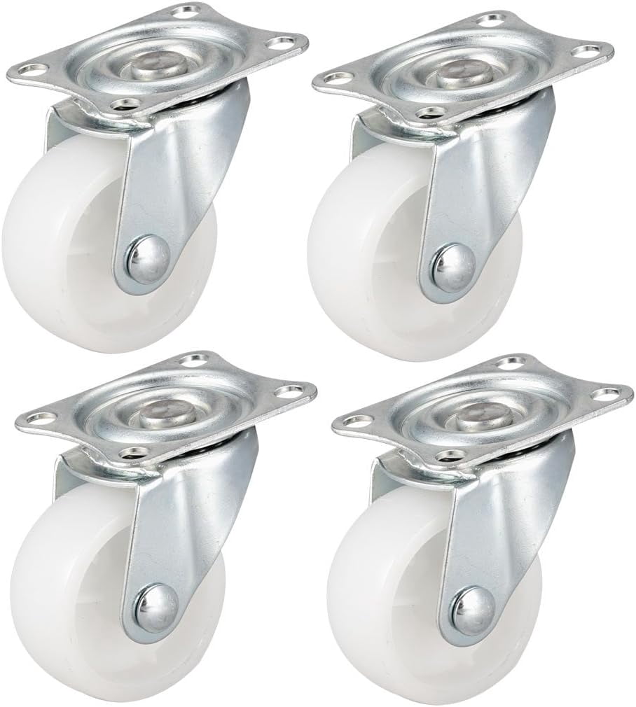 FRKSMD-Swivel Caster Wheels 2" Polypropylene with 360 Degree Top Plate 44LBS Capacity for Furniture Carts Workbench, White, Pack of 4