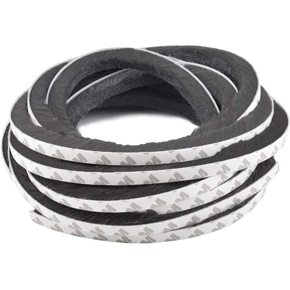 FRKSMD-Tambee Self-Adhesive Soundproofing Weather Stripping for Doors and Windows, Brush Weather Strip Door Seal Pile Insulation, 3/8in x 3/8in x 39.3ft, Black