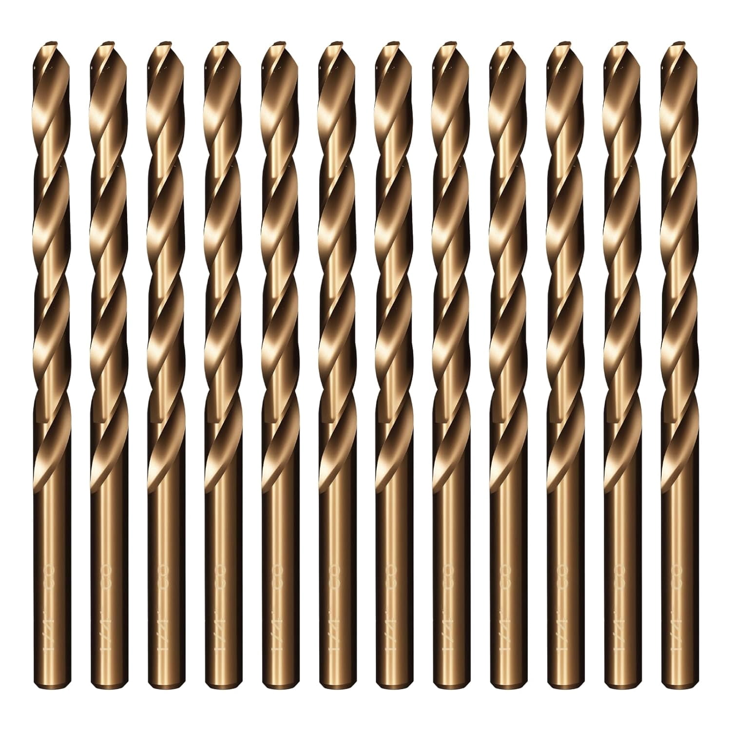 FRKSMD-Techhyren 12pcs Cobalt Drill Bit Set, 1/4" M35 HSS Jobber Length Metal Drill Bit Set for Stainless Steel, Hard Metal, Cast Iron, Wood and Plastic, with Storage Case