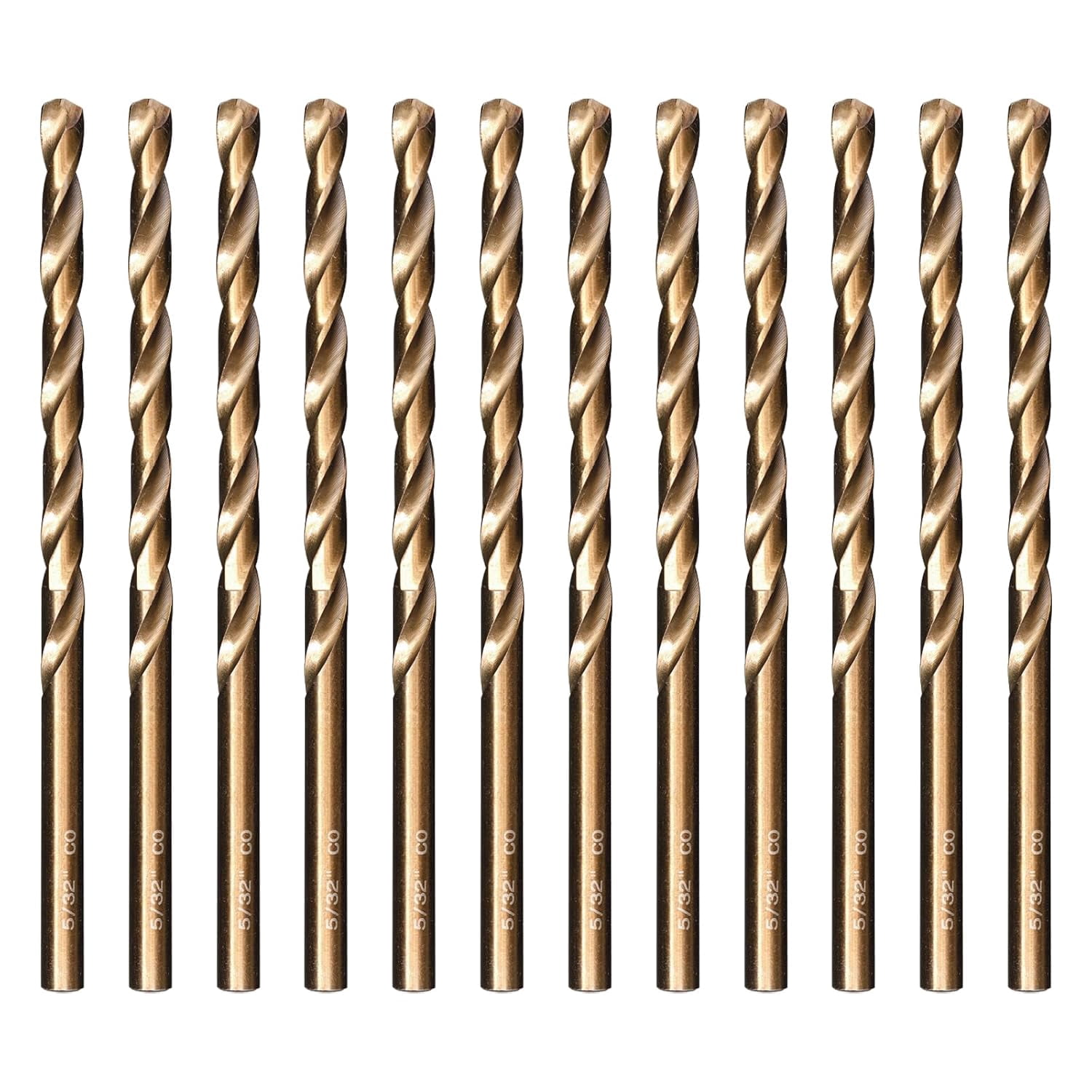FRKSMD-Techhyren 12pcs Cobalt Drill Bit Set, 5/32" M35 HSS Jobber Length Metal Drill Bit Set for Stainless Steel, Hard Metal, Cast Iron, Wood and Plastic, with Storage Case
