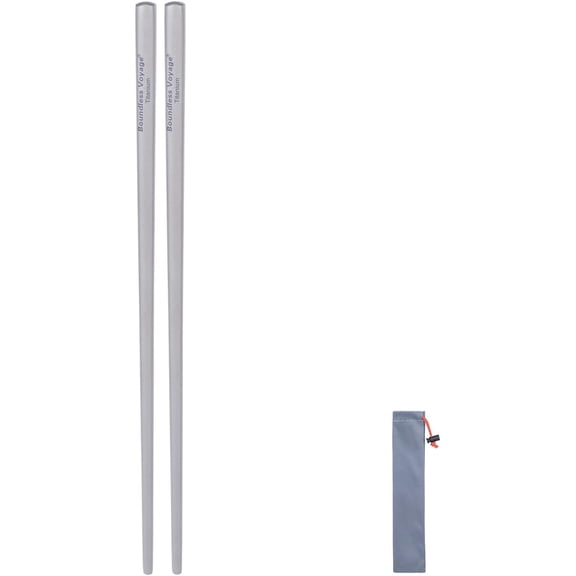 FRKSMD-Titanium Square Chopsticks Essential & Durable Camping Cutlery Titanium Chopsticks with Carry bag for Convenient Storage & Packing - Utensils for Camping, Hiking & Home (19cm)