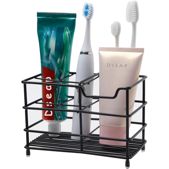 FRKSMD-Toothbrush Holder, Electric Toothbrush Holder - Stainless Steel Tooth Brush Holder, Toothpaste Holder Organizer Stand Caddy for Bathroom, Black