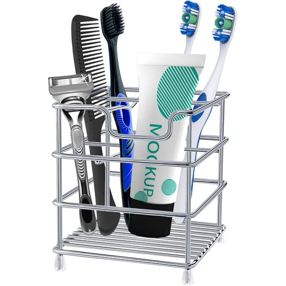 FRKSMD-Toothbrush Holders for Bathrooms Stainless Steel Rustproof Toothbrush and Toothpaste Holder Organizer Tooth Brush Storage Stand
