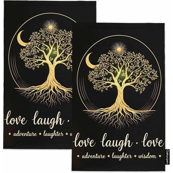 FRKSMD-Tree Moon 2Pcs Kitchen Towels Live Laugh Love Life 16X24 Inch Ultra Soft Tea Towel Super Absorbent Terry Dish Towels for Kitchen Linens