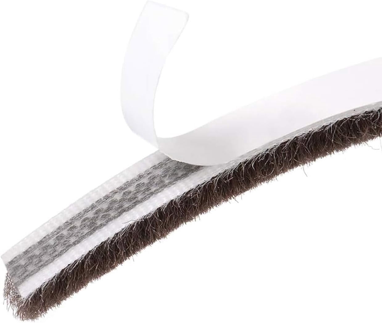 FRKSMD-Weather Stripping 0.35" Width x 0.2" Thick x 16.4 ft Length with Adhesive Backing, Felt Pile Brush Weather Stripping for Window Door Seal Strip, Brown