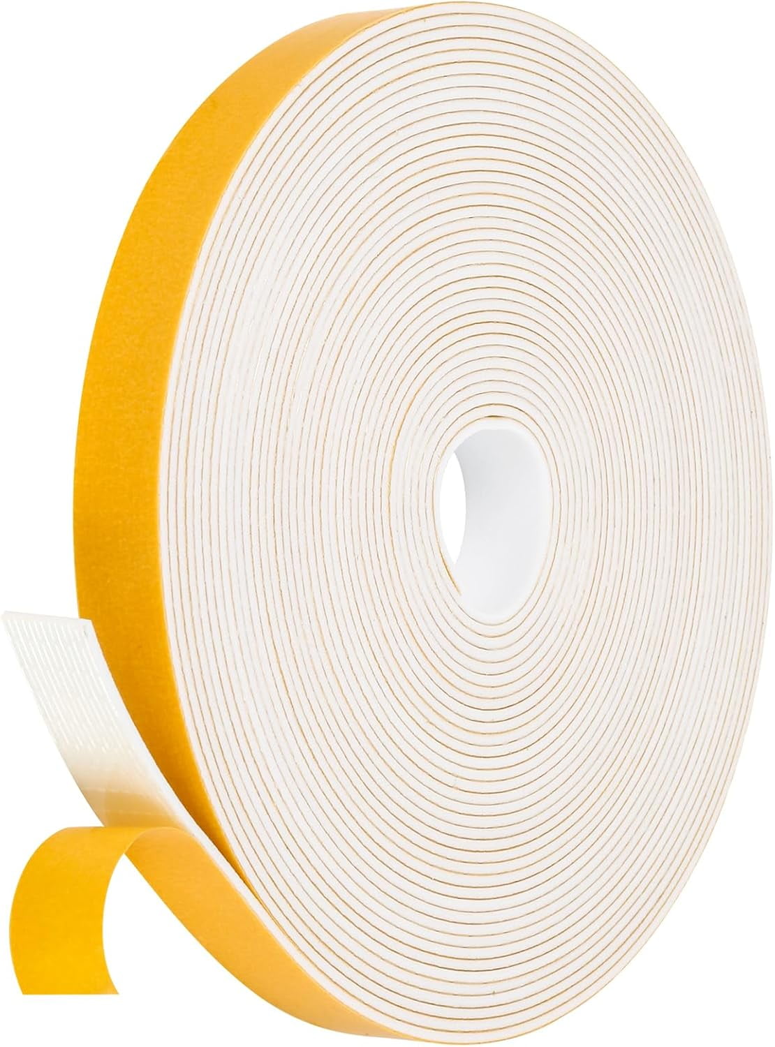 FRKSMD-Weather Stripping Door Seal Strip (3/5 Inch X 1/16 Inch X 32Feet), Strong Adhesive, Lightproof, Soundproof, Weatherproof Foam Tape Insulation for Sliding Door, Front Door Frame, Windows- White