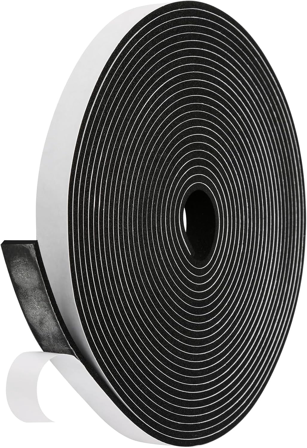 FRKSMD-Weather Stripping Door Seal Strip (3/5 Inch X 1/8 Inch X 26Feet), Strong Adhesive, Lightproof, Soundproof, Weatherproof Foam Tape Insulation for Sliding Door, Front Door Frame, Windows- Black