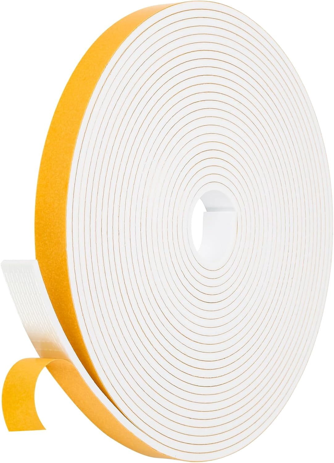 FRKSMD-Weather Stripping Door Seal Strip (3/5 Inch X 1/8 Inch X 26Feet), Strong Adhesive, Lightproof, Soundproof, Weatherproof Foam Tape Insulation for Sliding Door, Front Door Frame, Windows- White