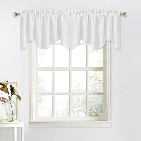 FRKSMD-Window Valances Curtains - Half Window, 52 x 18 inches, Rod Pocket, Durable, Tiny Bathroom/Bay Kitchen/Bedroom (Light Grey, Set of 2)