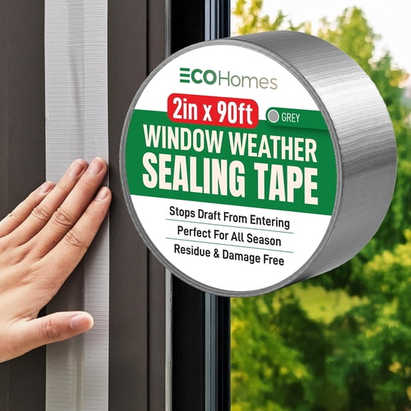 FRKSMD-Window Weather Sealing Tape | Winter Weather Stripping Tape to Block Cold Drafts Through Window Gaps and AC Units, Insulation Seal and Draft Blocker for Home (2 Inch by 90 FT, Grey)