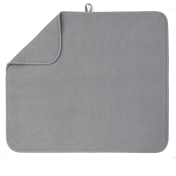 FRKSMD-XL Dish Mat Microfiber Dish Drying Mat, Super absorbent (Grey, 16" x 18")