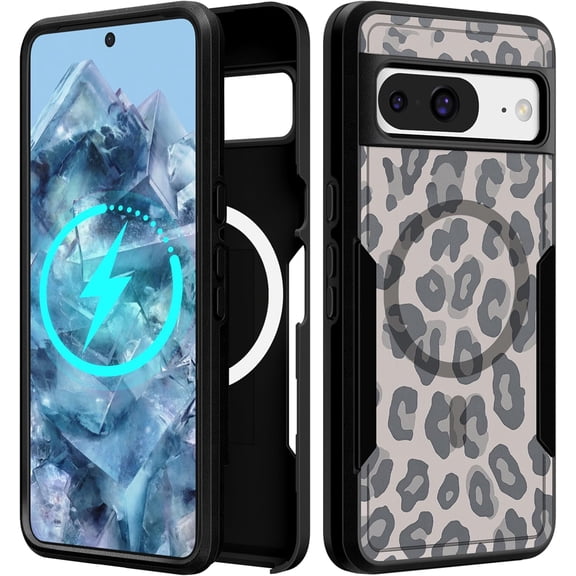 FRKSMD-for Google Pixel 8 Case 6.2 Inch - Compatible with MagSafe Women Girls Cute Magnetic Protective Cover Cool Fun Unique Leopard Heavy Duty Shockproof Design for Google Pixel 8 Phone Cases
