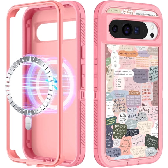 FRKSMD-for Google Pixel 9 Pro XL Case - Compatible with MagSafe Women Cute Girls Magnetic Protective Cover Girly Aesthetic Kawaii Design Heavy Duty Shockproof Phone Case for Pixel 9 Pro XL 6.8"