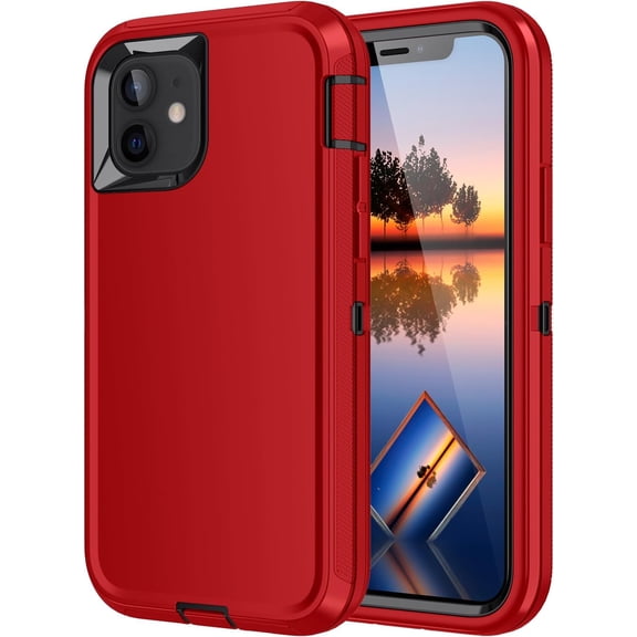 FRKSMD-for iPhone 11 Case,Shockproof Dropproof Dustproof,3-Layer Full Body Protection Heavy Duty High Impact Hard Cover Case for iPhone 11 6.1 inch,Red/Black